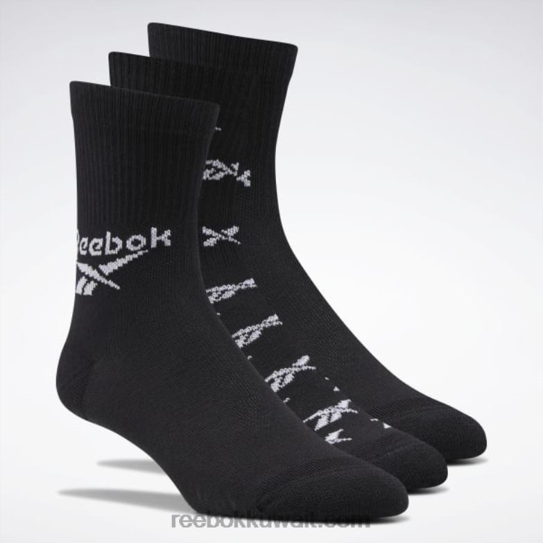 أسود 3 أزواج من الجوارب الطاقم الكلاسيكية المطوية Reebok 0NZ0F1016