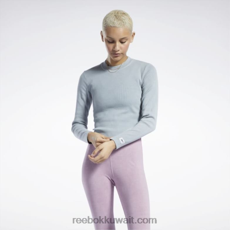 نحيف رمادي نقي 3 قميص ملفوف بأكمام طويلة مضلع صبغ طبيعي كلاسيكي Reebok 0NZ0F619