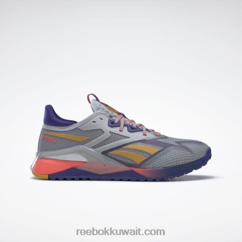 نقي رمادي 3 / أرجواني غامق / برتقالي مضيئة حذاء تدريب nano x2 tr Adventure للرجال Reebok 0NZ0F1122