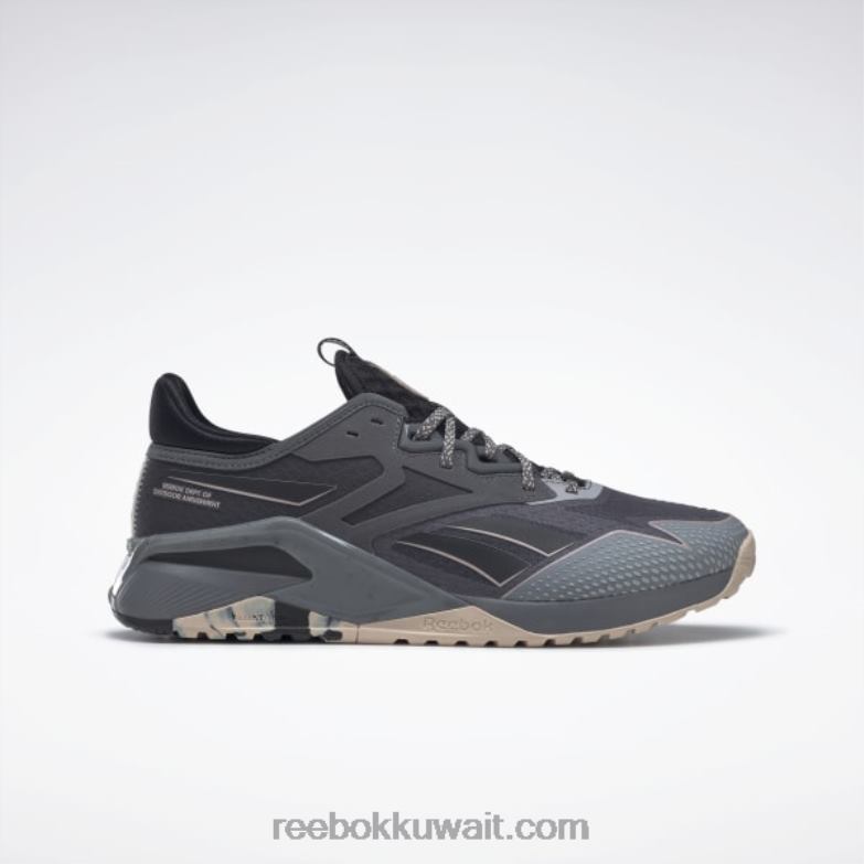 نقي رمادي 6 / كور أسود / ecru ناعم حذاء تدريب nano x2 tr Adventure للرجال Reebok 0NZ0F1049