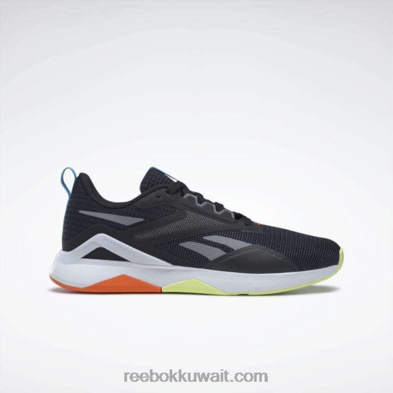 قلب أسود / رمادي نقي 6 / برتقالي سحق s23-r حذاء تدريب nanoflex tr 2.0 للرجال Reebok 0NZ0F1199