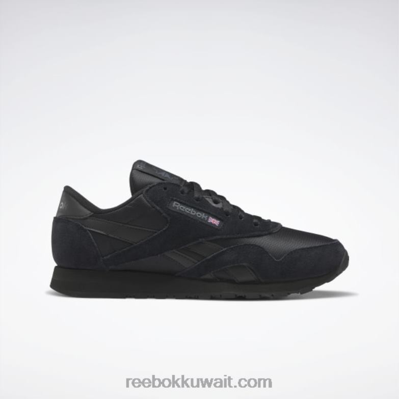 أسود أساسي / رمادي نقي 7 أحذية الرجال النايلون الكلاسيكية Reebok 0NZ0F1078