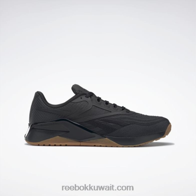 كور أسود / رمادي نقي 8 / ريبوك صمغ المطاط 03 حذاء تدريب نانو x2 للرجال Reebok 0NZ0F1026