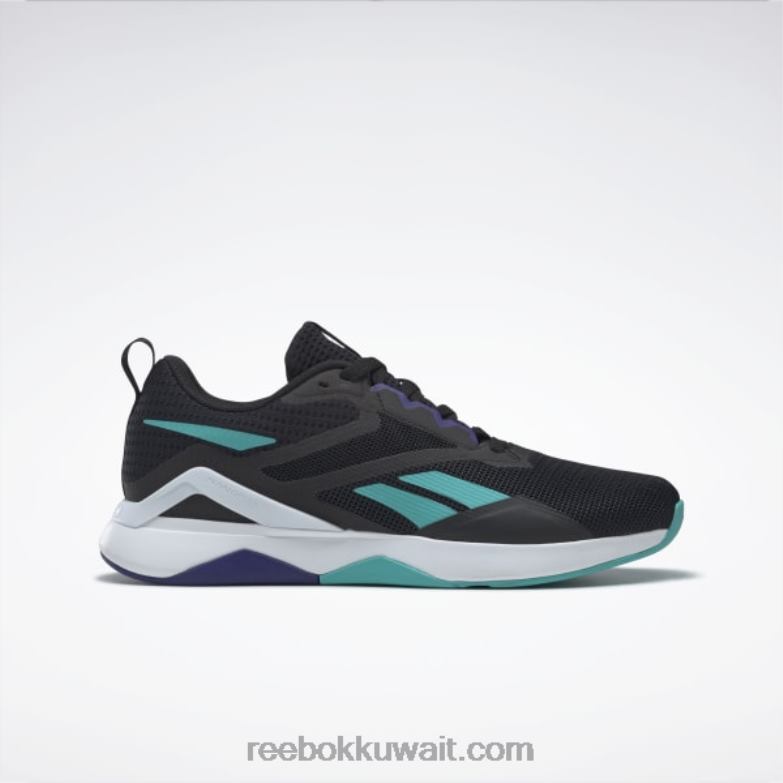 أسود الأساسية / رمادي نقي 8 / البط البري الكلاسيكي حذاء تدريب nanoflex tr 2.0 للرجال Reebok 0NZ0F1128