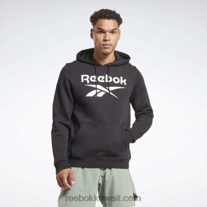 رجال أسود كنزة بغطاء للرأس بشعار الماركة Reebok 0NZ0F1171