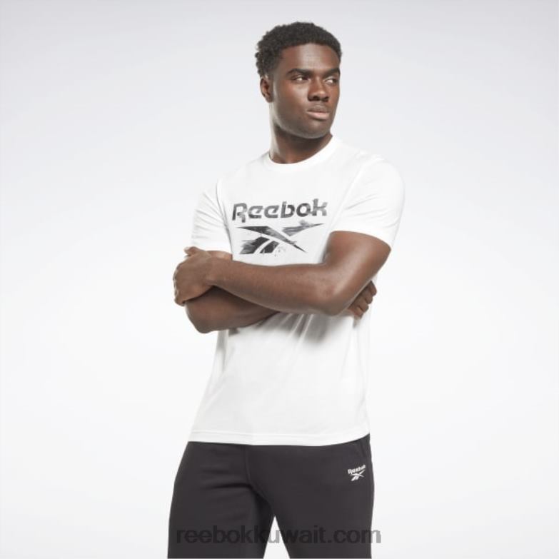 رجال أبيض الهوية الحديثة كامو تي شيرت Reebok 0NZ0F1186