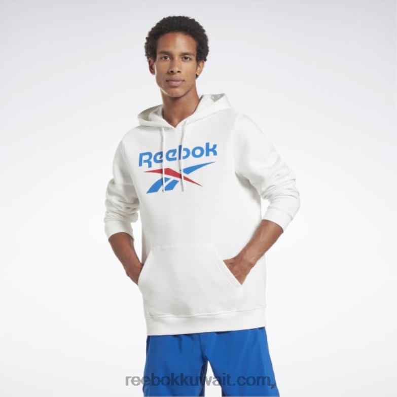 رجال أبيض كنزة بغطاء للرأس بشعار الماركة Reebok 0NZ0F1243