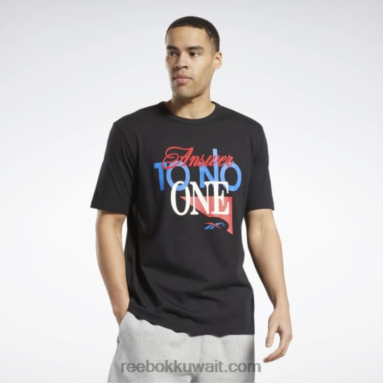 رجال أسود الرد على أي تي شيرت قصير الأكمام Reebok 0NZ0F1254