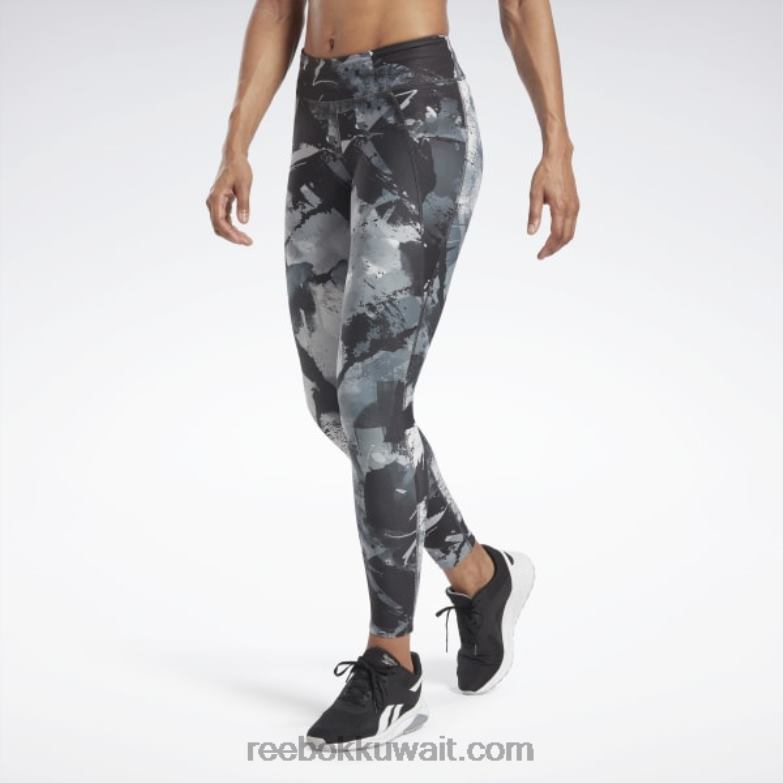 نحيف أسود لوكس كل انحاء طباعة جريئة الجوارب Reebok 0NZ0F376