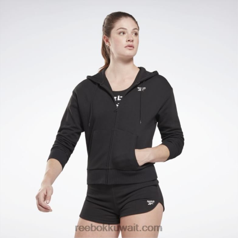 نحيف أسود هودي بشعار الماركة Reebok 0NZ0F437