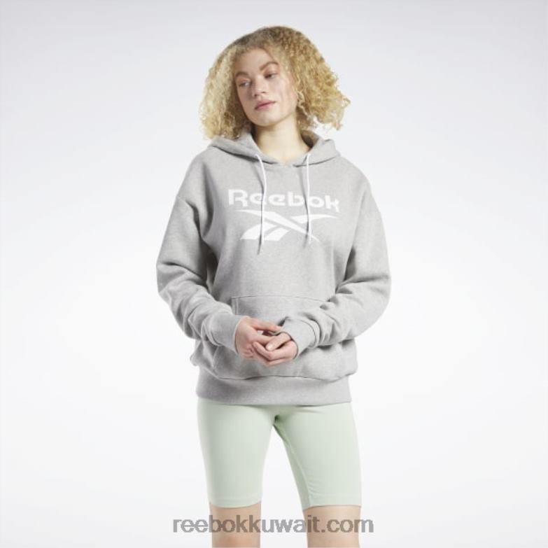 نحيف هيذر رمادي متوسط سويت شيرت صوف بشعار الماركة كبير Reebok 0NZ0F464