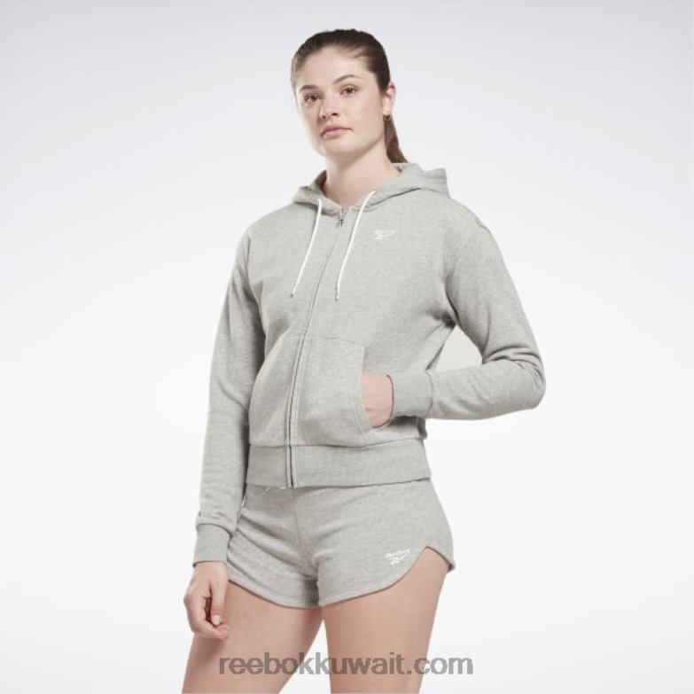 نحيف هيذر رمادي متوسط هودي بشعار الماركة Reebok 0NZ0F513