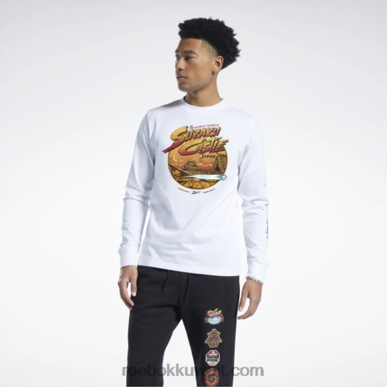 أبيض تي شيرت بأكمام طويلة Reebok 0NZ0F611