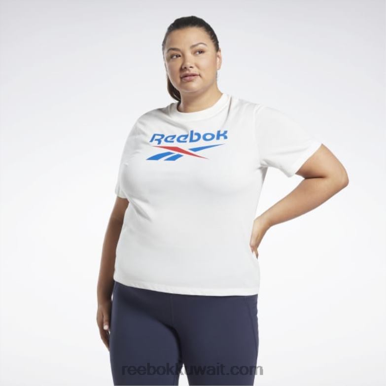 نحيف أبيض / أزرق متجه تي شيرت الهوية (حجم كبير) Reebok 0NZ0F641