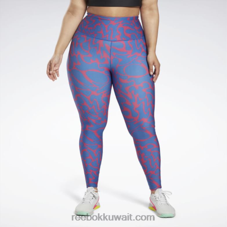 نحيف شبه وردي فخور طماق مطبوعة جاهزة للتمارين الرياضية (حجم كبير) Reebok 0NZ0F667