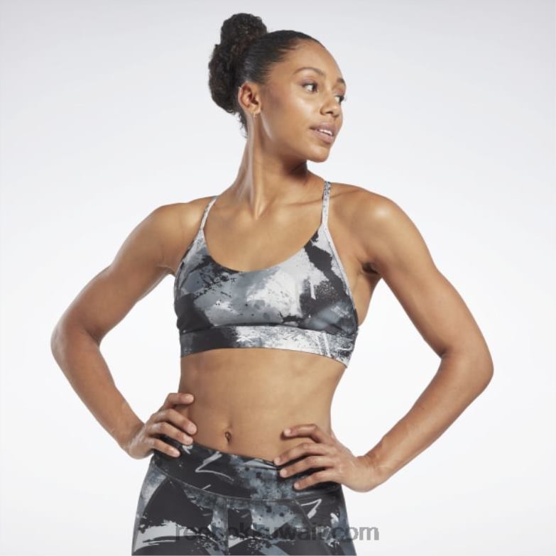 نحيف أسود حمالة صدر جريئة مطبوعة بحمالات رفيعة من لوكس Reebok 0NZ0F715