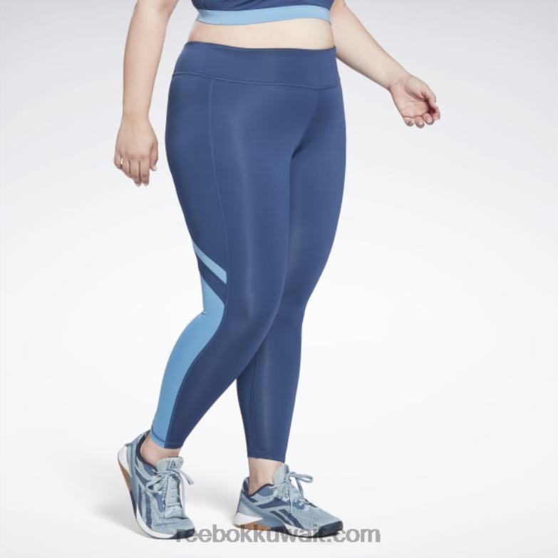 نحيف الباتيك الأزرق طماق شبكة جاهزة للتمارين الرياضية (حجم كبير) Reebok 0NZ0F810