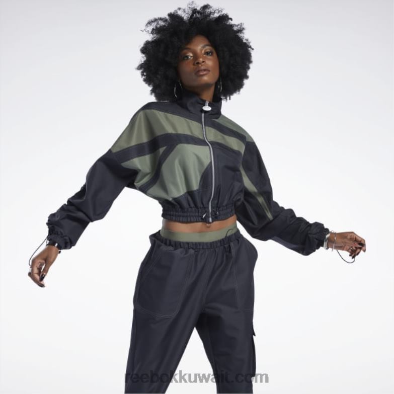 نحيف أسود سترة كاردي ب الساتان المنسوجة Reebok 0NZ0F937