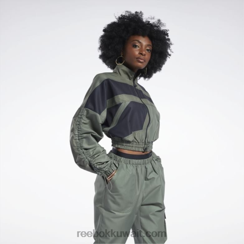 نحيف صياد الأخضر سترة كاردي ب الساتان المنسوجة Reebok 0NZ0F940