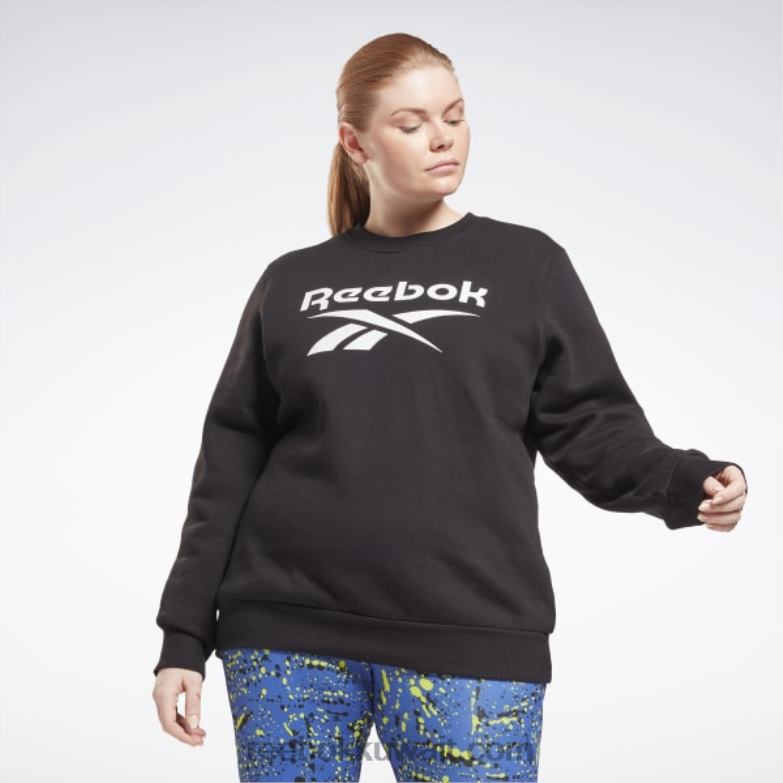 نحيف أسود سويت شيرت صوف محبوك بشعار الماركة (مقاس كبير) Reebok 0NZ0F998