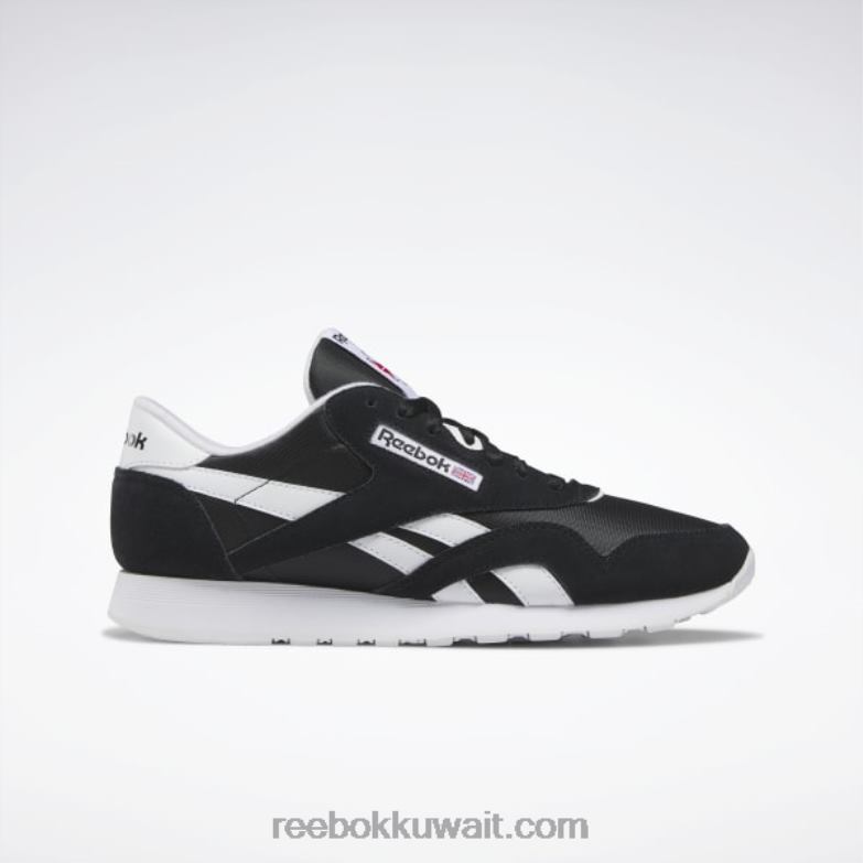 الأساسية أسود / أبيض ftwr أحذية الرجال النايلون الكلاسيكية Reebok 0NZ0F1035
