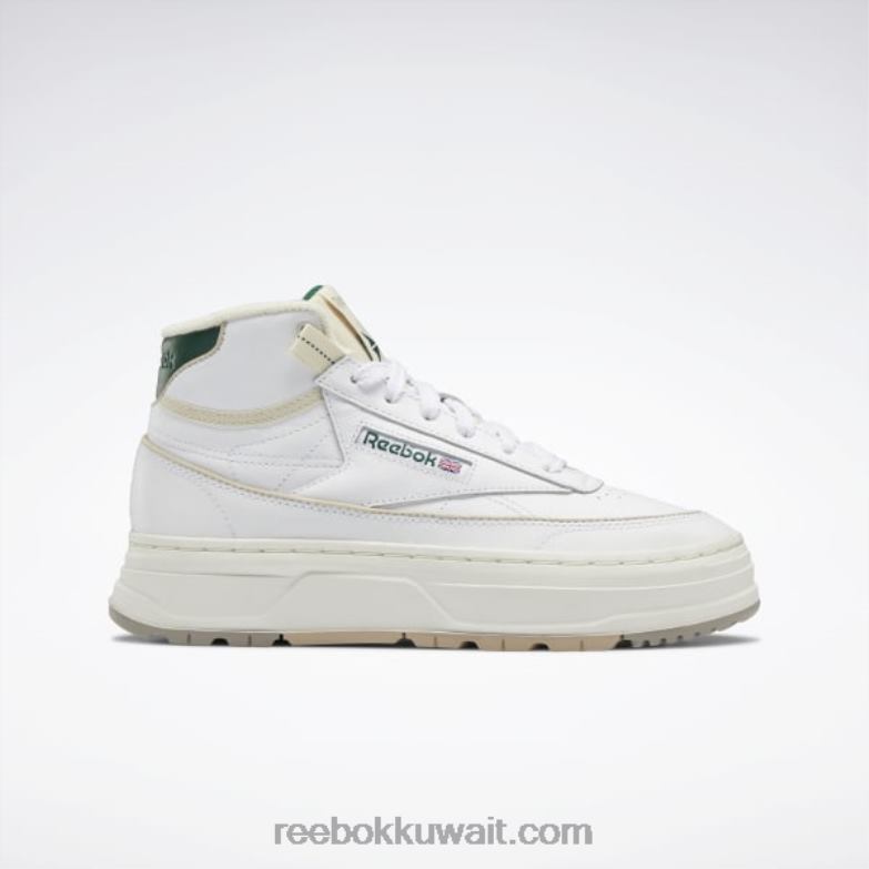 ftwr أبيض / طباشير / أخضر غامق نادي ج جيو منتصف أحذية نسائية Reebok 0NZ0F61