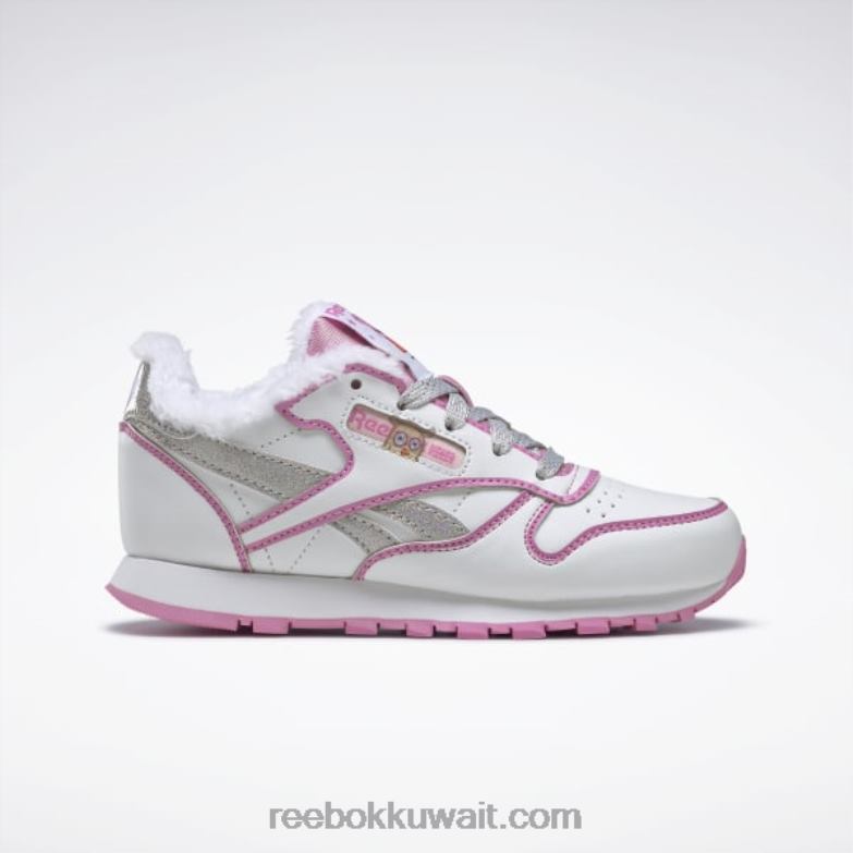 أطفال أبيض ftwr / وردي icono حذاء بيبا بيج جلد كلاسيكي - مرحلة ما قبل المدرسة Reebok 0NZ0F1443