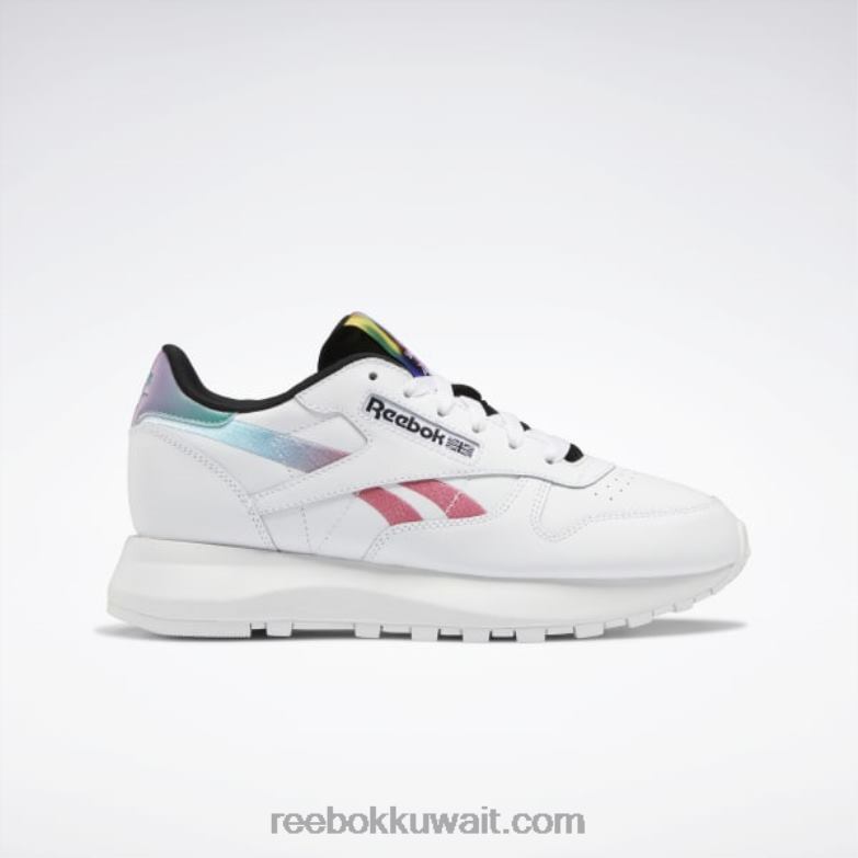 أبيض ftwr / أرجواني مقدم / أسود أساسي ناو سيراتي حذاء نسائي جلدي كلاسيكي sp Reebok 0NZ0F244