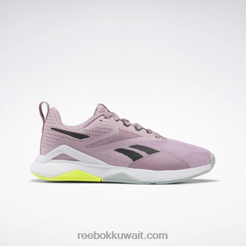 أرجواني مملوء / قلب أسود / رمادي ساحلي حذاء تدريب nanoflex tr 2.0 للنساء Reebok 0NZ0F196